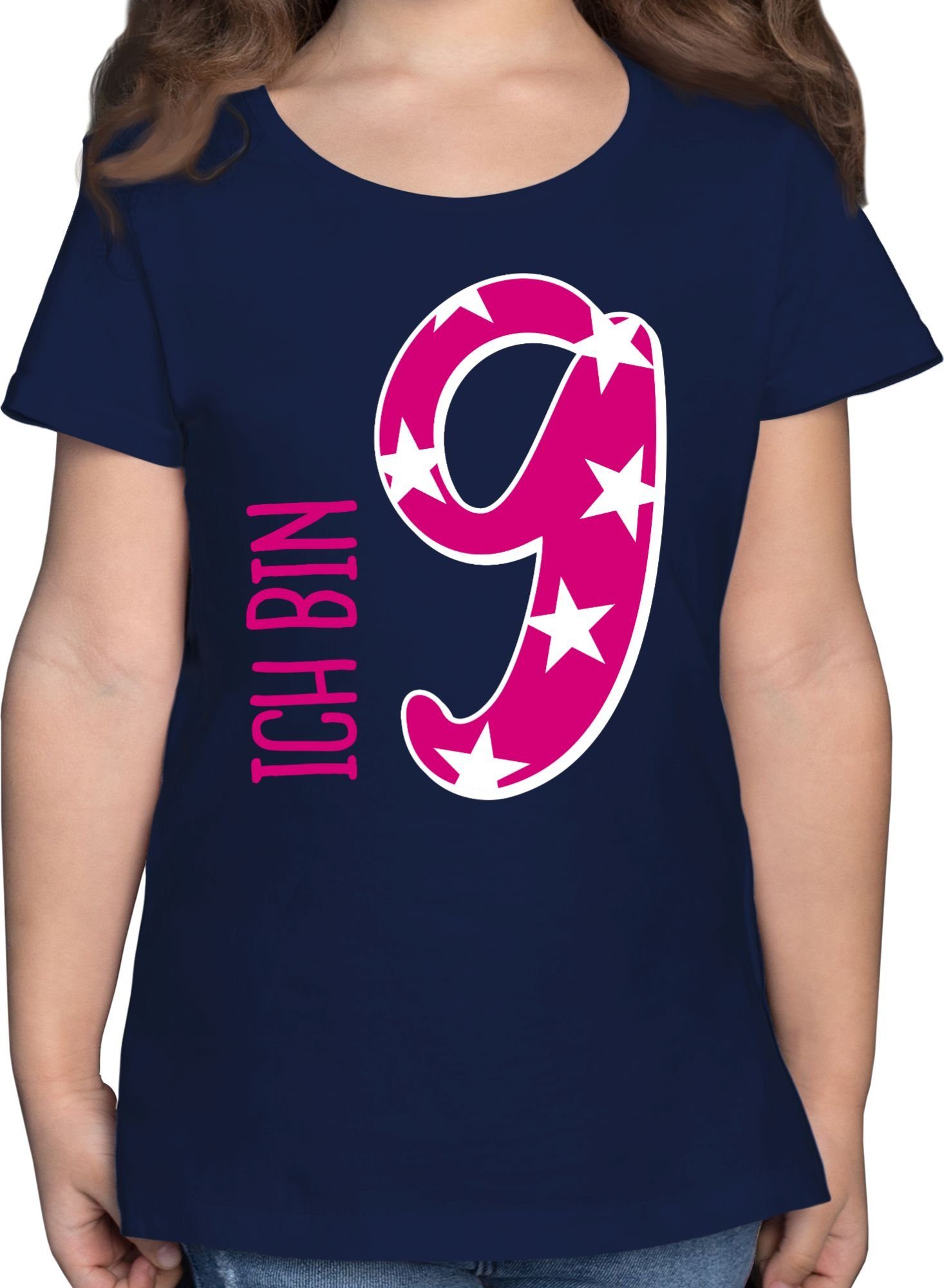 Shirtracer T-Shirt »Ich bin neun Rosa Mädchen - 9. Geburtstag - Mädchen